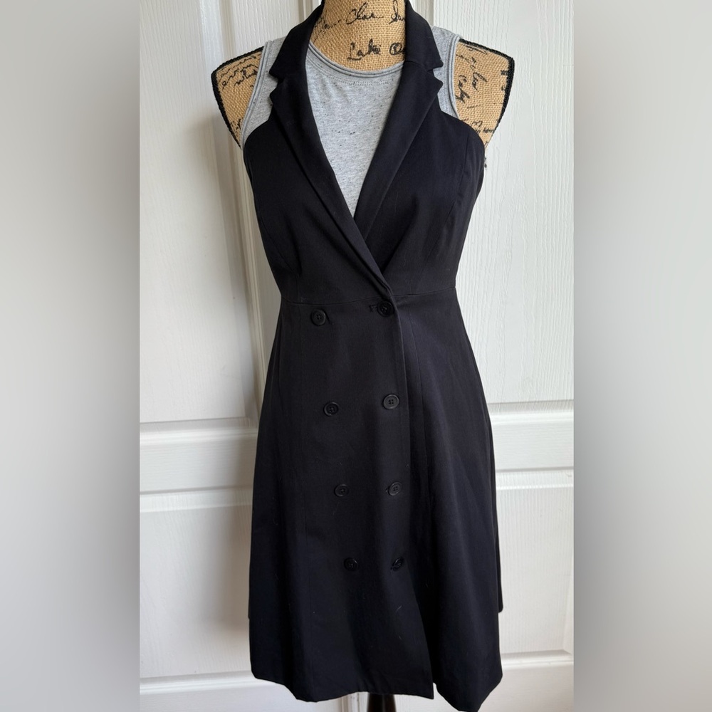 Anthropologie Black Double-Breasted Midi Dress